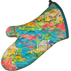 Single Kay Dee Designs‎ Flamingo Oven Mitt Aqua Beach Ocean